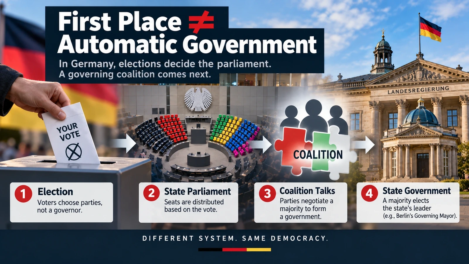 Coalition diagram showing why finishing first in a German state election does not automatically determine who forms the government