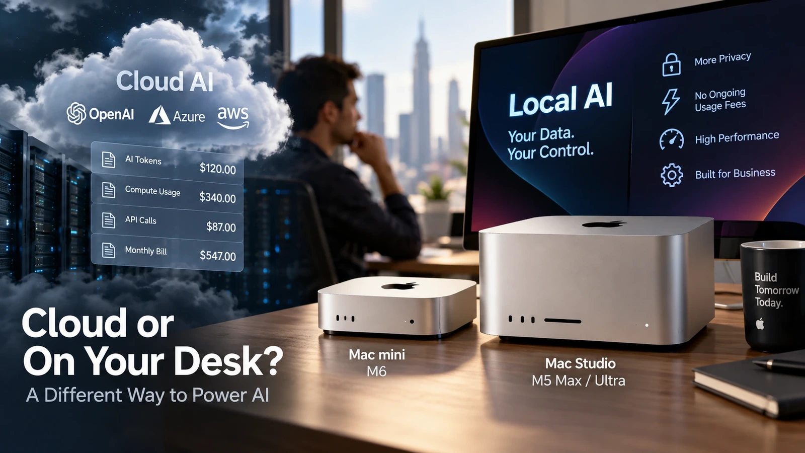 Comparison of the new M6 Mac mini and M5 Max and M5 Ultra Mac Studio models released for local AI workloads