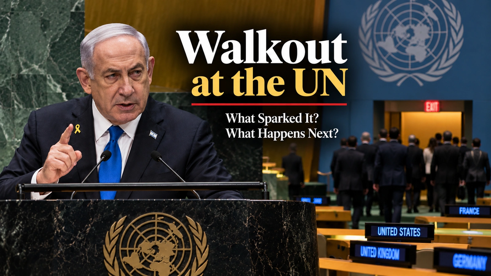 Flow diagram showing how the Palestinian Mission encouraged a coordinated walkout during Netanyahu’s United Nations speech