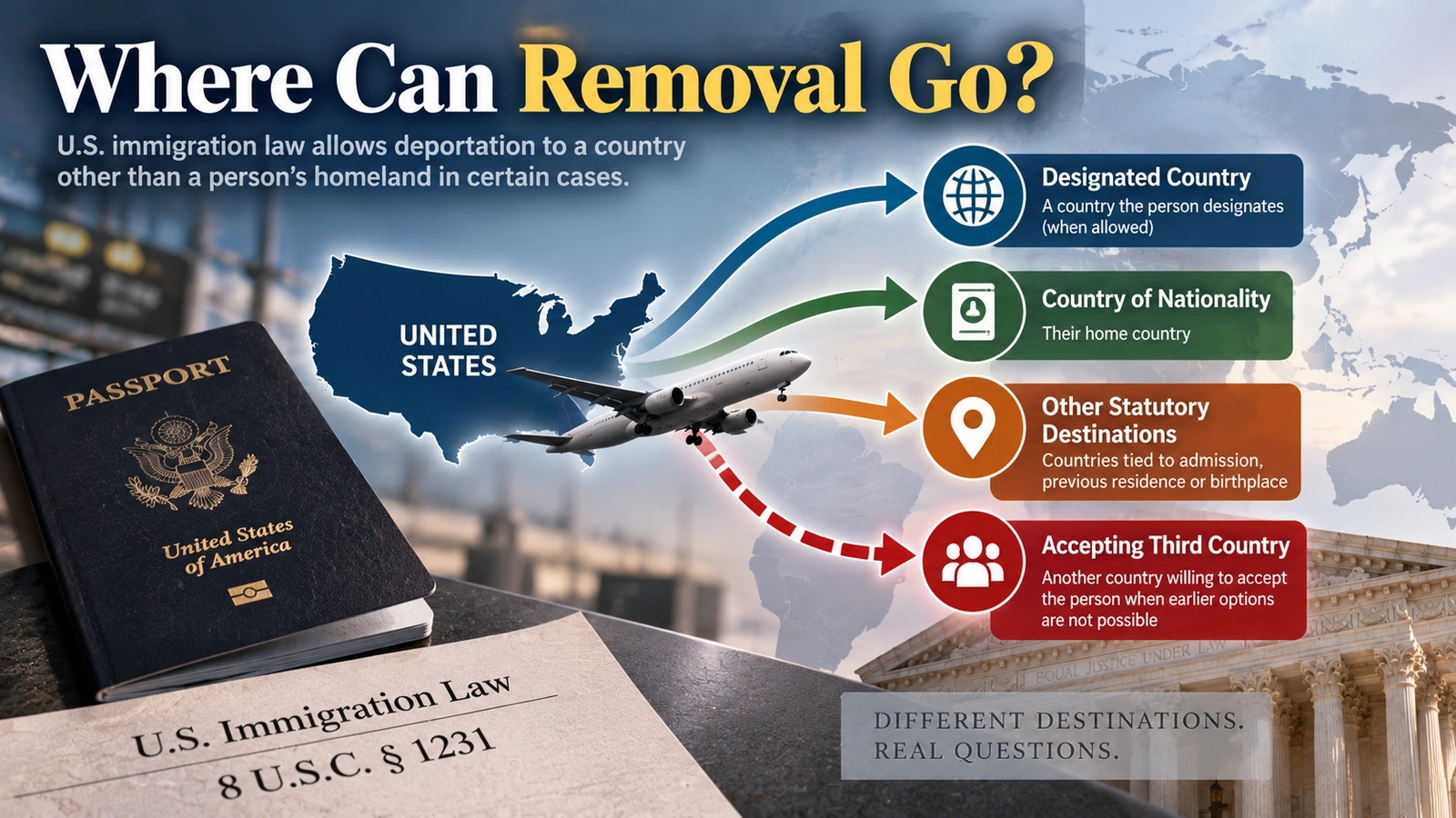 Flowchart showing the sequence of possible countries for removal under U.S. immigration law
