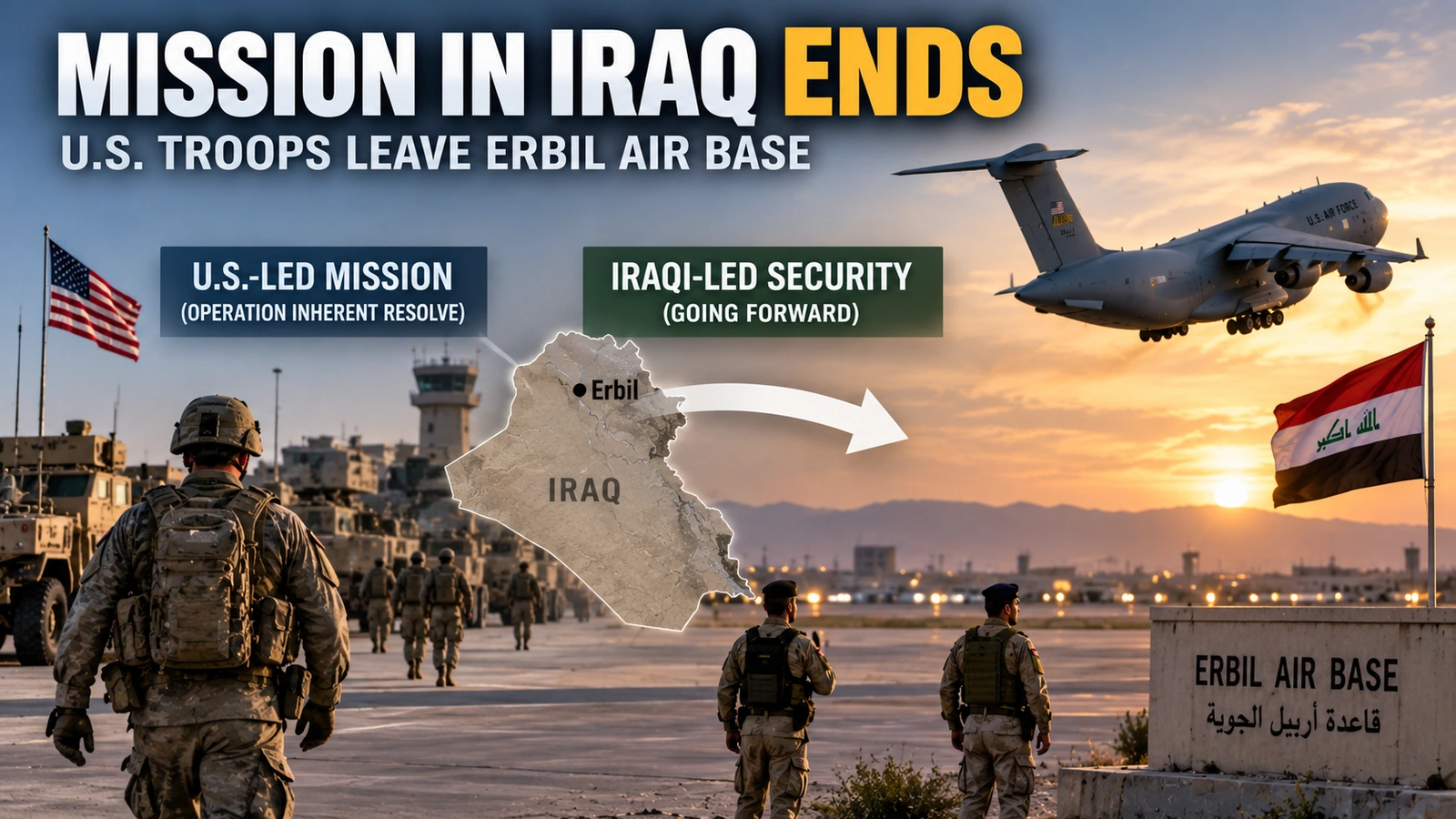 Diagram showing the end of the U.S. Operation Inherent Resolve mission inside Iraq