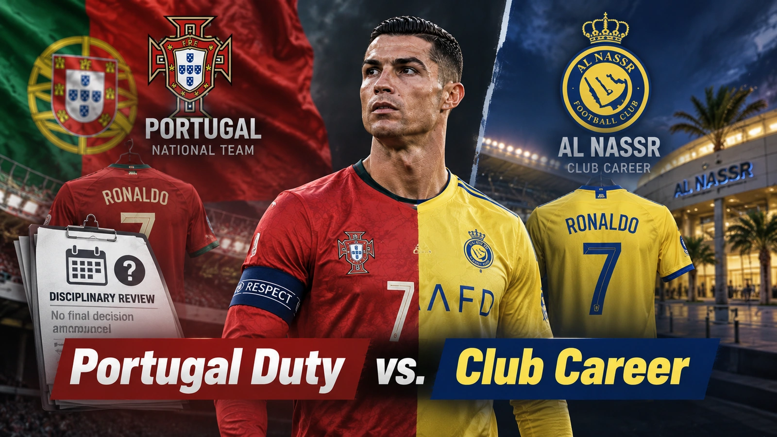 Diagram separating Cristiano Ronaldo's Portugal national team status from his Al Nassr club career