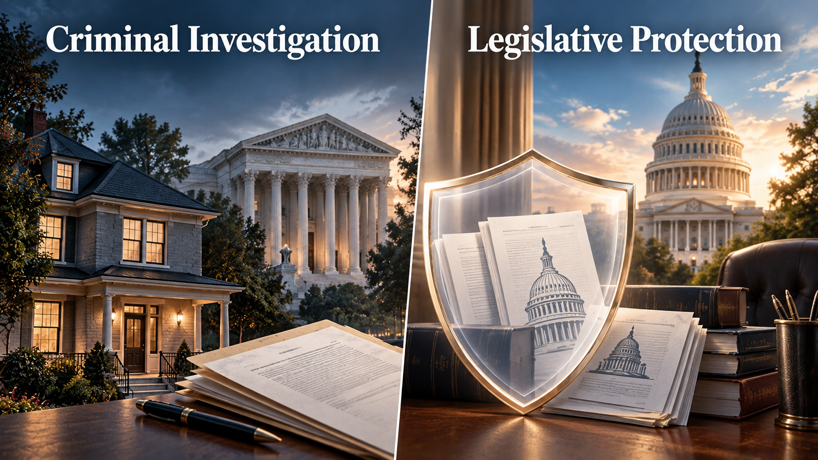 Constitutional infographic distinguishing ordinary criminal investigative authority from protections for congressional legislative activity