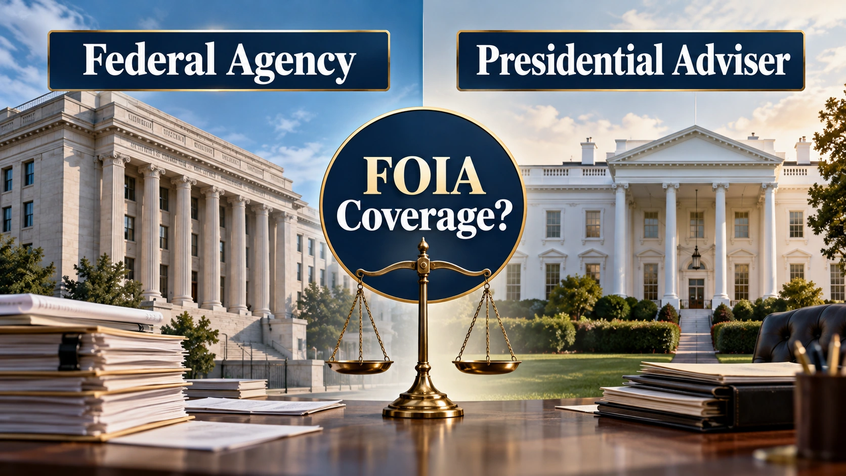 Comparison diagram explaining how a federal agency differs from a presidential advisory office under federal records law