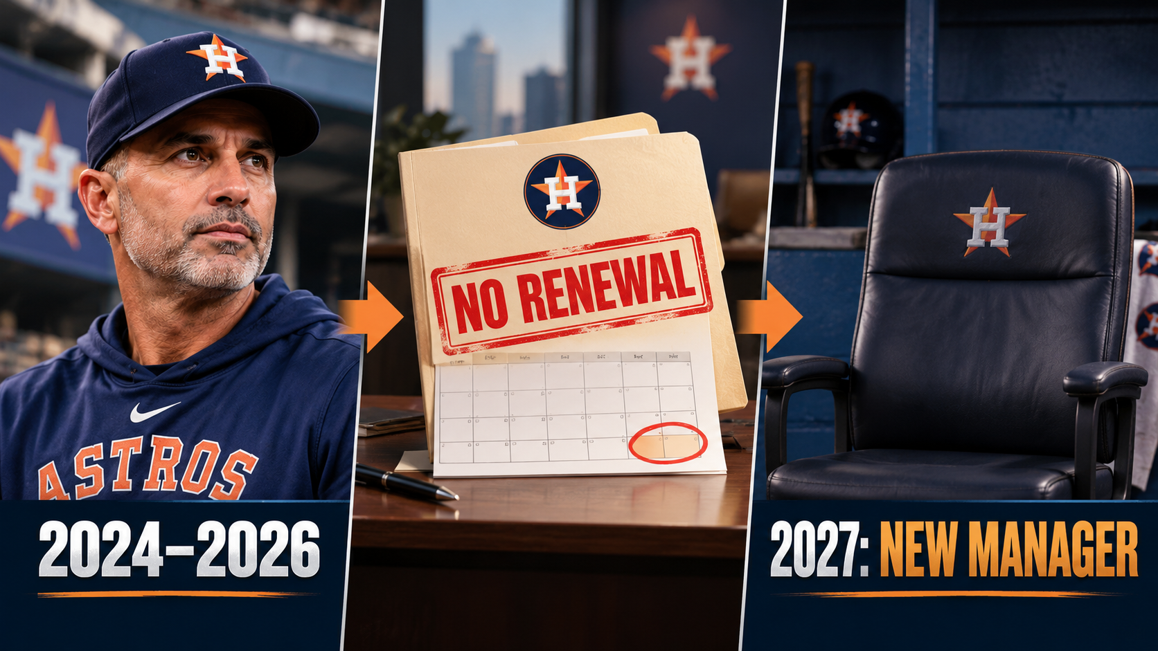 Diagram showing the Astros' decision not to renew Joe Espada's contract and the resulting managerial vacancy