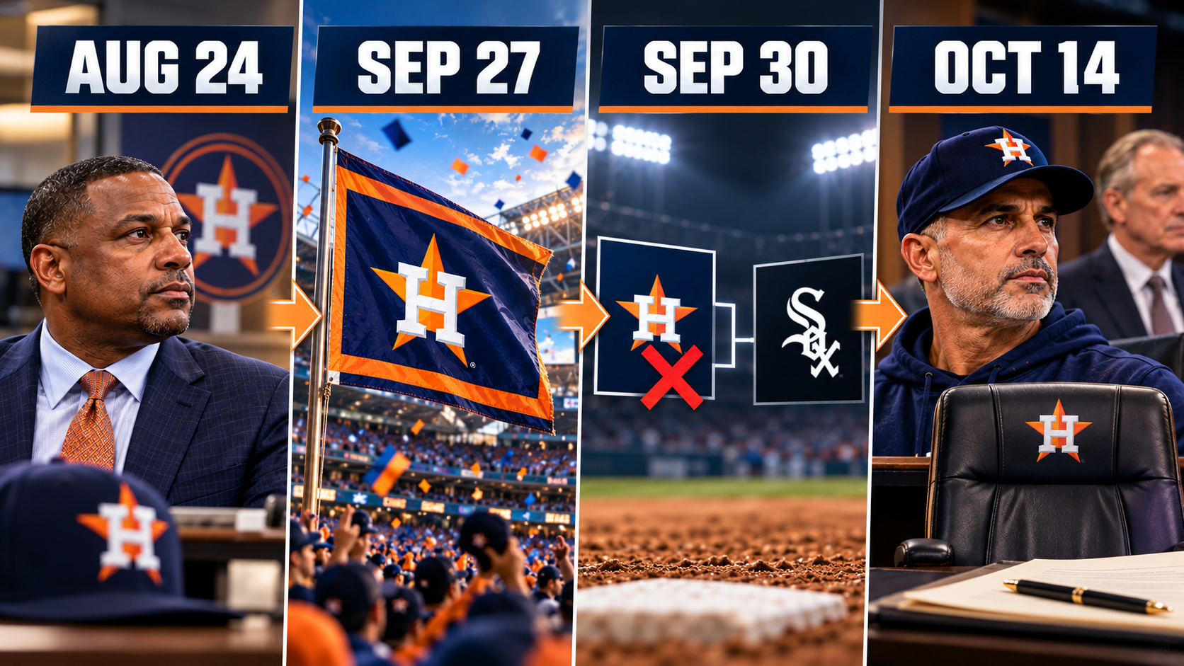 Timeline of the Astros' organizational changes from Dana Brown's August departure through Joe Espada's October contract nonrenewal