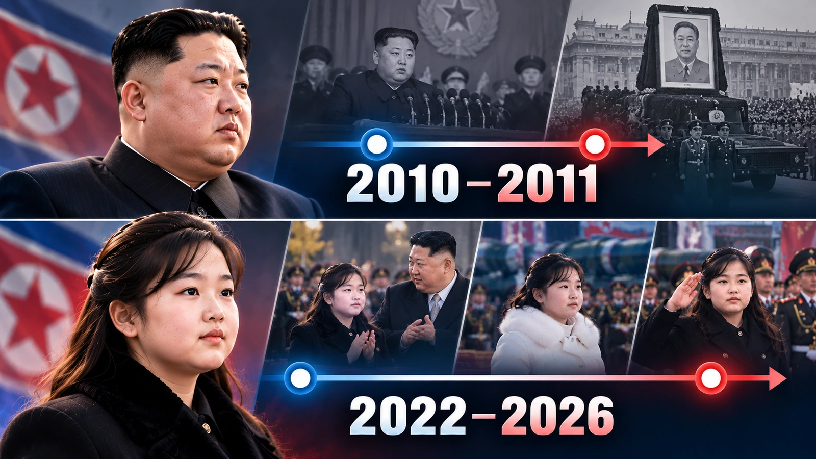 Comparison of Kim Jong Un's rapid rise before 2011 with his daughter's longer period of public appearances beginning in 2022