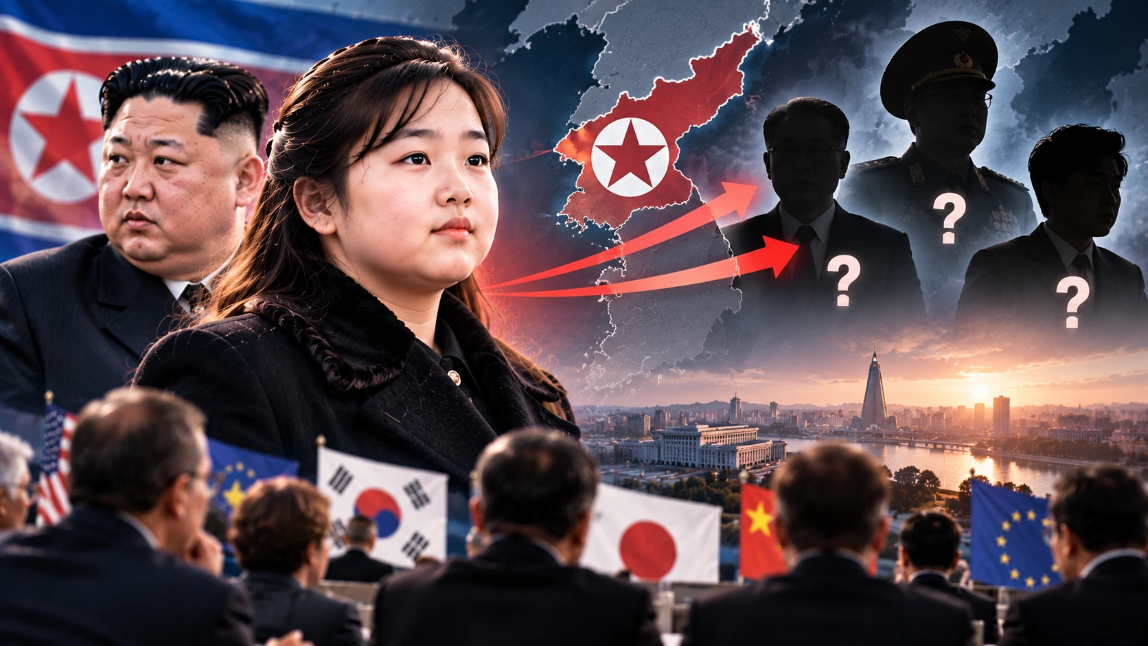 Diagram connecting a possible leadership transition in North Korea to nuclear command, regional security, and future diplomacy with the United States