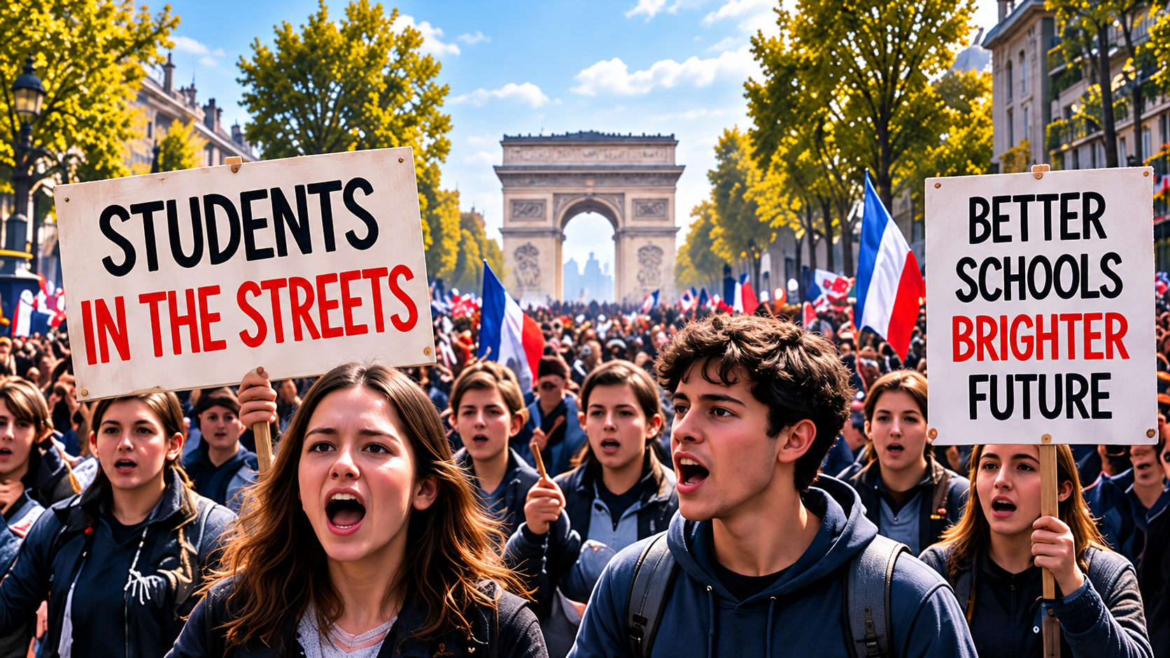 Neutral infographic comparing the French government's estimate of 550,000 protesters with organizers' estimate of 800,000
