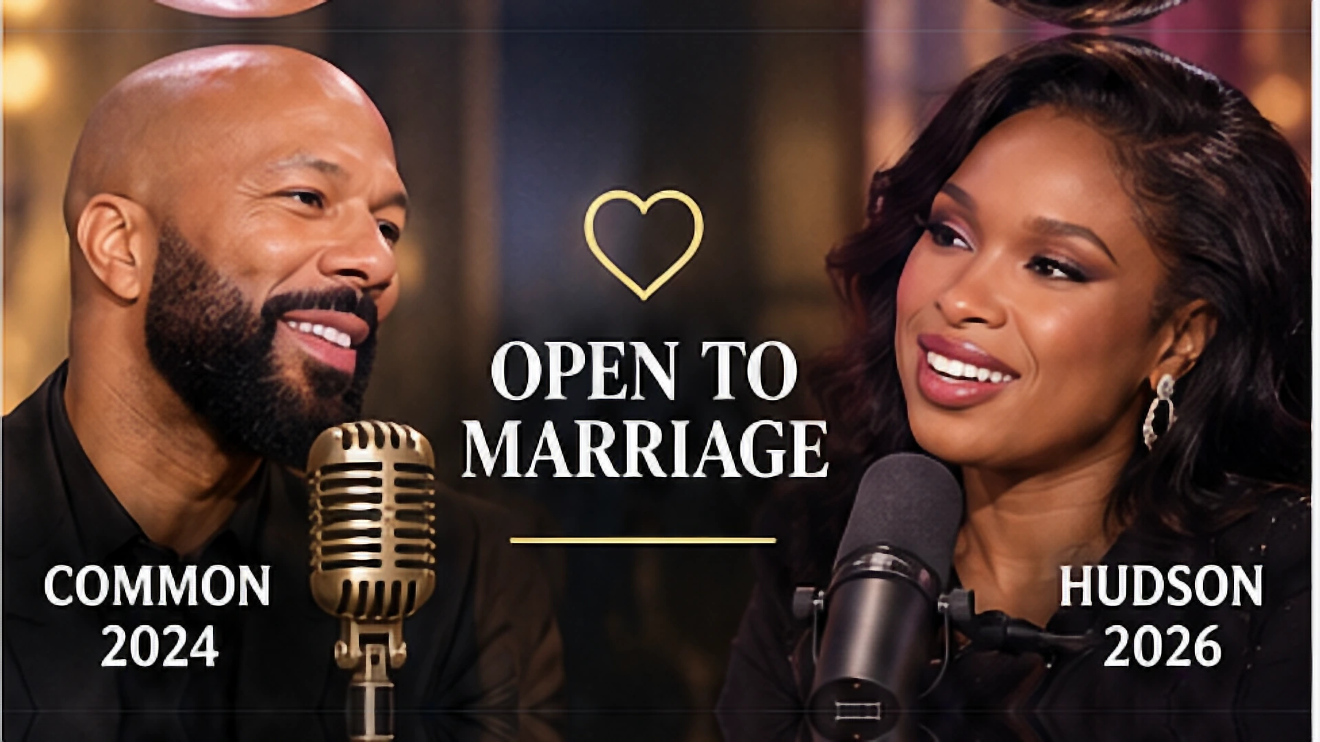 Editorial infographic comparing Common's earlier openness to marrying Jennifer Hudson with Hudson's 2026 comments about considering marriage