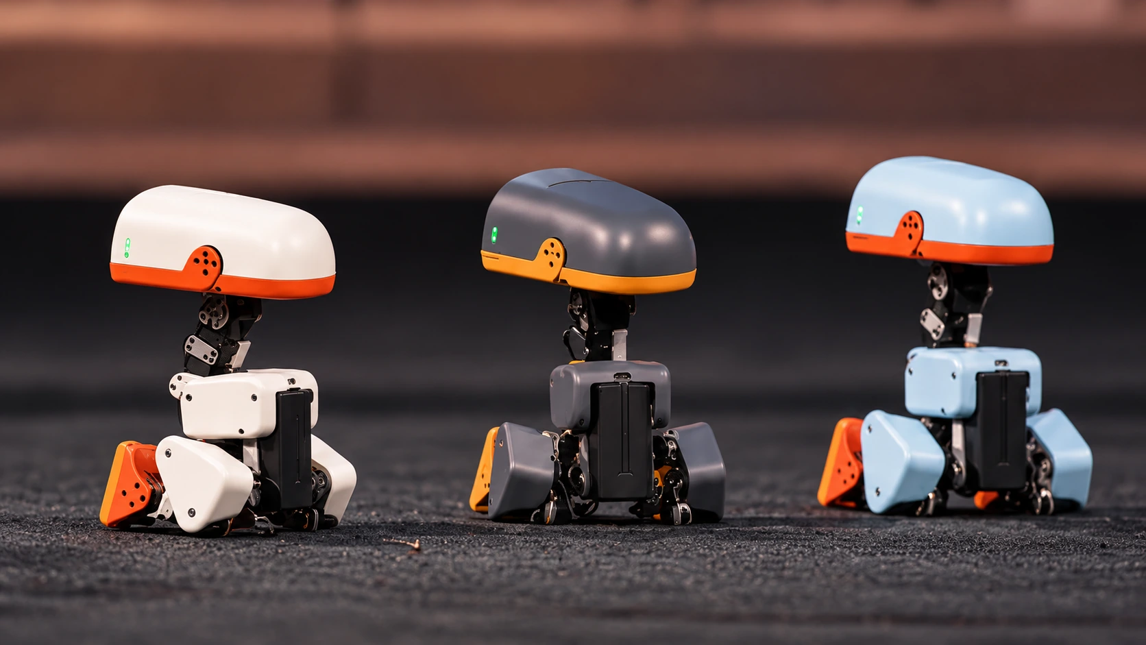 Four-step diagram showing a virtual Microduck practicing movement, learning a control policy, and using it on a physical robot