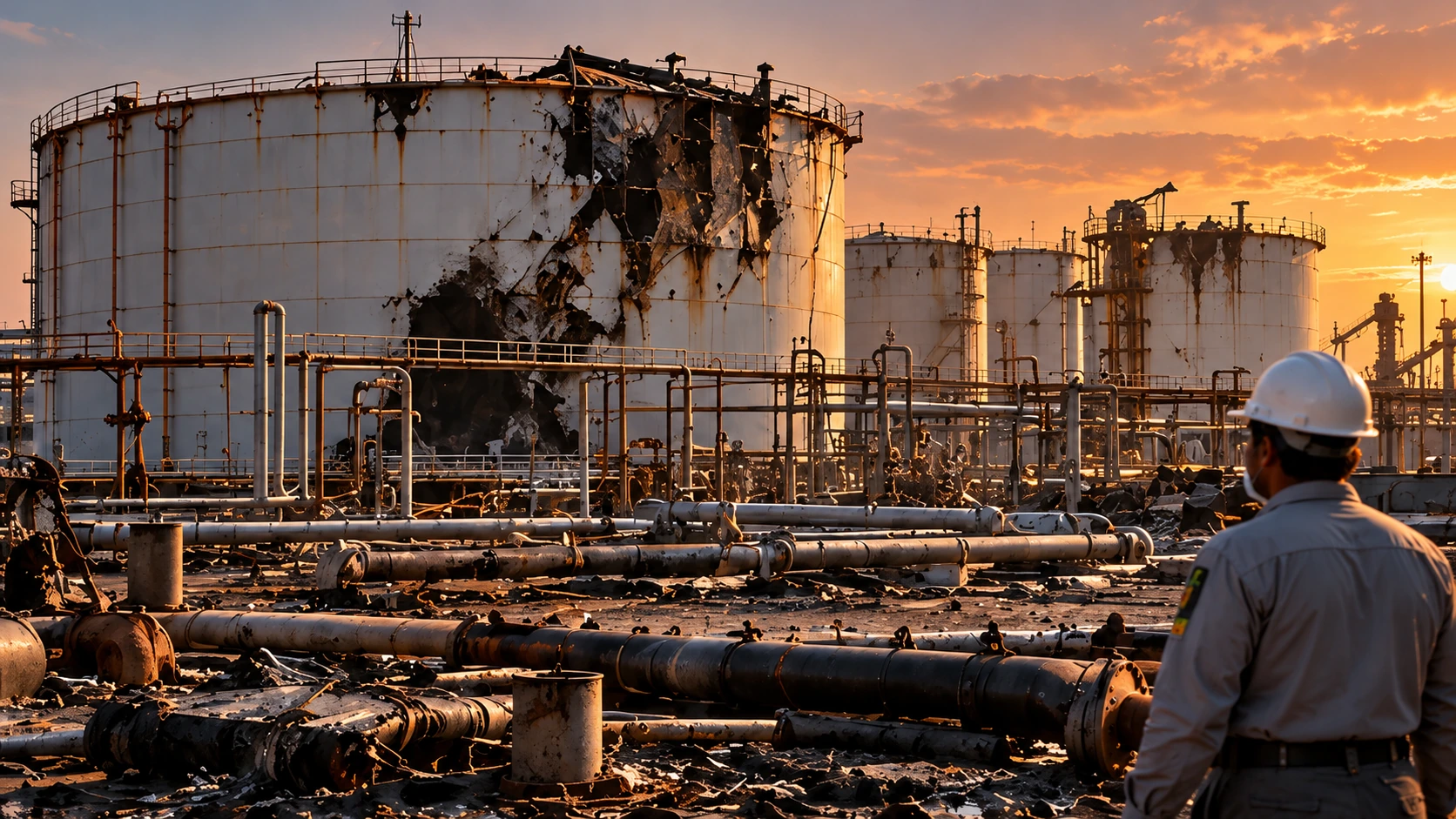 Flowchart tracing how an oil pipeline disruption can reduce exports, raise crude oil costs, and potentially influence U.S. gasoline prices