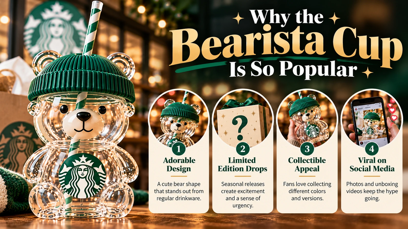 Diagram of how a sealed Bearista mystery box conceals which glass bear character is inside until opening