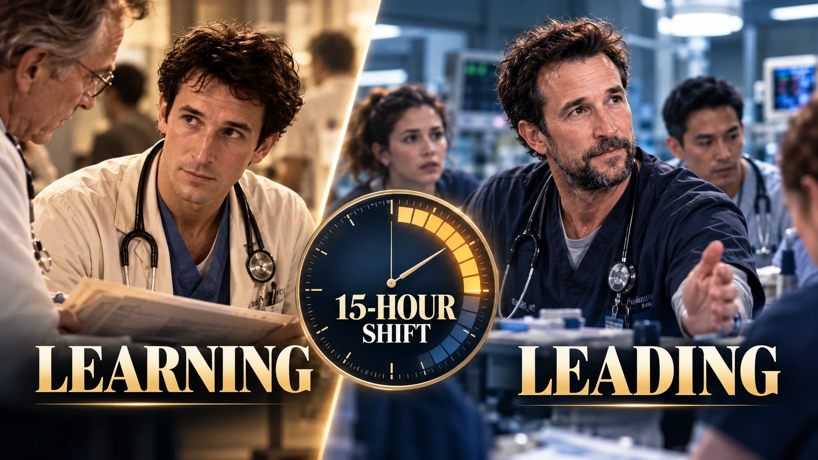 Editorial comparison showing how ER followed a developing doctor while The Pitt centers on the pressures facing an experienced emergency physician