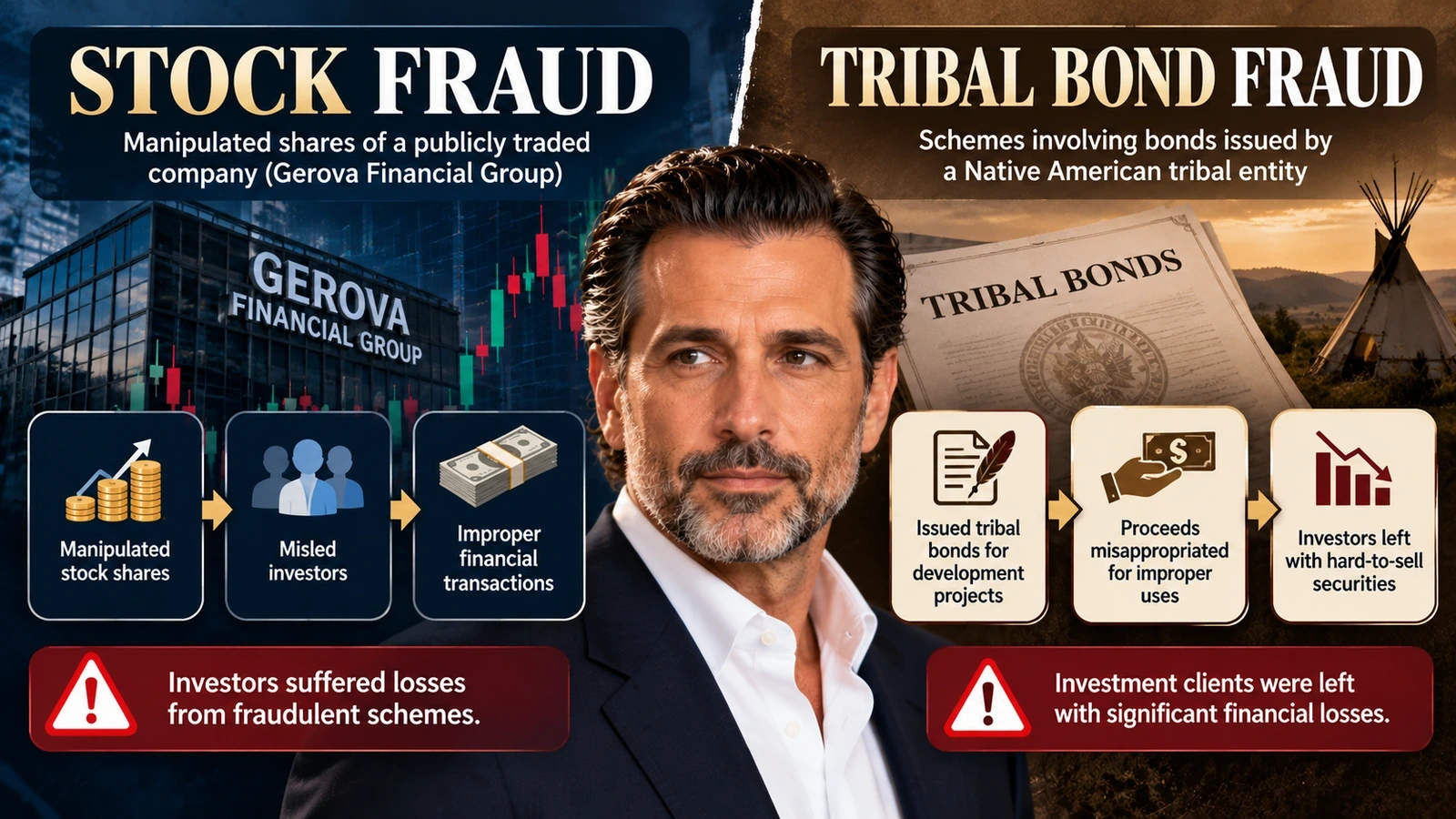 Financial diagram explaining the two securities fraud schemes involved in Jason Galanis's federal criminal case